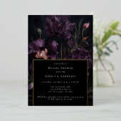 Dark Moody Lila Gothic Florals Brautparty Folieneinladung (Stehend vorne)