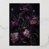 Dark Moody Lila Gothic Florals Brautparty Folieneinladung (Rückseite)