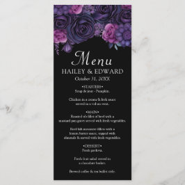 Dark Moody Lila Gothic Florals Wedding Menu Menükarte