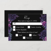 Dark Moody Lila Gothic Florals Wedding RSVP Card (Vorne/Hinten)