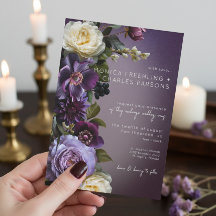 Dark Moody Lila Lavendel Floral Moderne Hochzeit