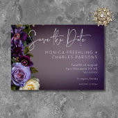Dark Moody Lila Lavendel Floral Moderne Hochzeit Save The Date