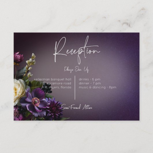 Dark Moody Lila & Lavender Floral Modern Begleitkarte (Vorderseite)