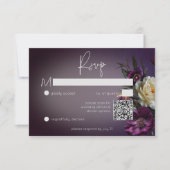 Dark Moody Lila Lavender Floral Modern QR Code RSVP Karte (Vorderseite)