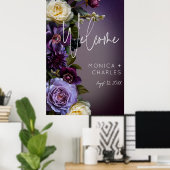 Dark Moody Lila & Lavender Floral Moderne Hochzeit Poster (Heimbüro)