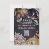 Dark Moody Lila Wedding QR Code Bitte beantworten RSVP Karte (Vorderseite)
