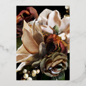Dark Moody Magnolia Script Floral Wedding Gold Folieneinladung (Rückseite)