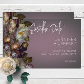 Dark Moody Mauve Floral Modern Save the Date Card