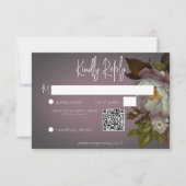 Dark Moody Mauve Floral Modern Wedding QR Code RSVP Karte (Vorderseite)