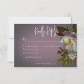 Dark Moody Mauve Floral Moderne Hochzeit RSVP Karte (Vorderseite)