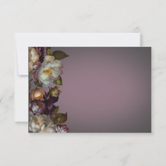 Dark Moody Mauve Floral Moderne Hochzeit Save The Date (Rückseite)