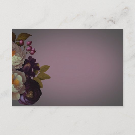 Dark Moody Mauve Floral Moderner Empfang Begleitkarte (Rückseite)