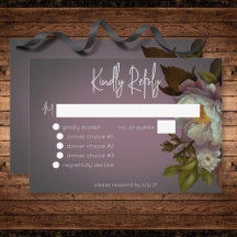 Dark Moody Mauve Floral Modernes Hochzeitsessen