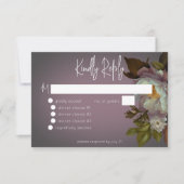 Dark Moody Mauve Floral Modernes Hochzeitsessen RSVP Karte (Vorderseite)