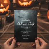 Dark Moody Midnight Bat & Fog Halloween-Party Einladung