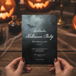 Dark Moody Midnight Bat & Fog Halloween-Party Einladung