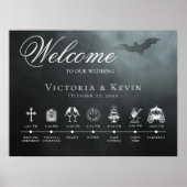 Dark Moody Midnight Bat & Fog Order of Events Poster (Vorne)