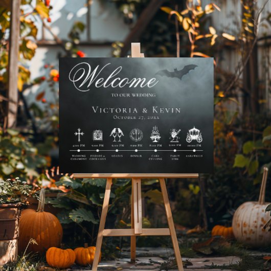 Dark Moody Midnight Bat & Fog Order of Events Poster