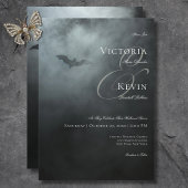 Dark Moody Midnight Bat & Fog Wedding Einladung