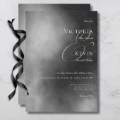 Dark Moody Midnight Black Fog Wedding Einladung