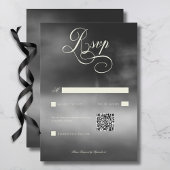 Dark Moody Midnight Black Fog Wedding QR Code RSVP Karte