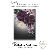 Dark Moody Midnight Lila Floral Romance Dinner RSVP Karte