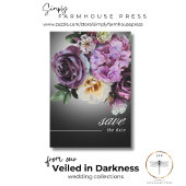 Dark Moody Midnight Lila Floral Romance Wedding Save The Date