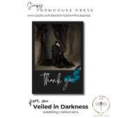 Dark Moody Minimal Aquamarin Blue Foto Wedding Dankeskarte