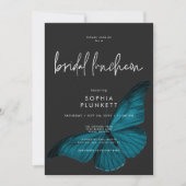 Dark Moody Minimal Aquamarin Moth Bridal Luncheon Einladung (Vorderseite)