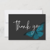 Dark Moody Minimal Aquamarin Moth Wedding Dankeskarte (Vorderseite)