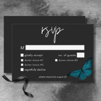 Dark Moody Minimal Aquamarin Moth Wedding Dinner