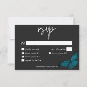 Dark Moody Minimal Aquamarin Moth Wedding Dinner RSVP Karte (Vorderseite)