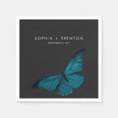 Dark Moody Minimal Aquamarin Moth Wedding Serviette (Vorderseite)