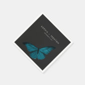 Dark Moody Minimal Aquamarin Moth Wedding Serviette (Ecke)