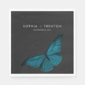 Dark Moody Minimal Aquamarin Moth Wedding Serviette (Vorderseite)
