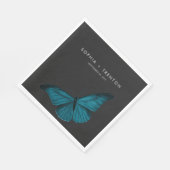 Dark Moody Minimal Aquamarin Moth Wedding Serviette (Ecke)