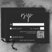 Dark Moody Minimal Wedding QR Code RSVP Karte