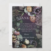 Dark Moody Modern Floral Wedding Danke Karte (Vorderseite)