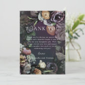 Dark Moody Modern Floral Wedding Danke Karte (Stehend Vorderseite)