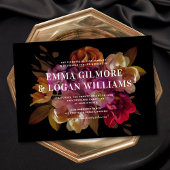 Dark & Moody Modern Painted Floral Wedding Einladung