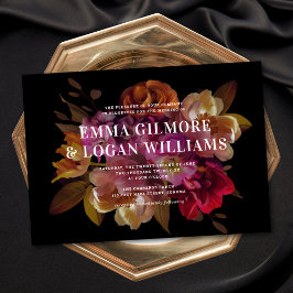 Dark & Moody Modern Painted Floral Wedding Einladung