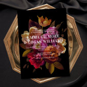Dark & Moody Modern Painted Floral Wedding Einladung