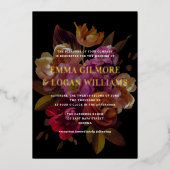 Dark & Moody Modern Painted Floral Wedding Folieneinladung (Vorderseite)