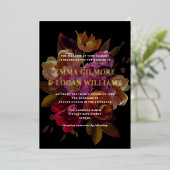 Dark & Moody Modern Painted Floral Wedding Folieneinladung (Stehend vorne)