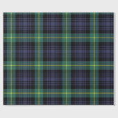 Dark Moody Navy and Forest Green Tartan Plaid Geschenkpapier (Flach)