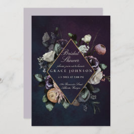 Dark Moody Night Floral Wedding Brautparty Einladung