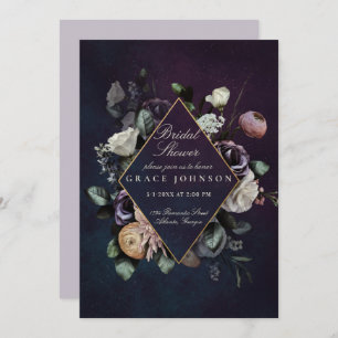Dark Moody Night Floral Wedding Brautparty Einladung