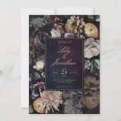 Dark Moody Night Lila Lavender Floral Wedding Einladung (Vorderseite)