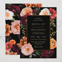 Dark Moody Orange Burgundy Blush Floral Wedding