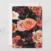 Dark Moody Orange Rust Burgundy Floral Wedding Einladung (Rückseite)